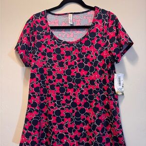 LuLaRoe Vibrant Pink and Black Short Sleeve Top